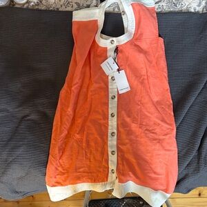 ForCynthia Women’s Orange and White Sleeveless Dress NWT